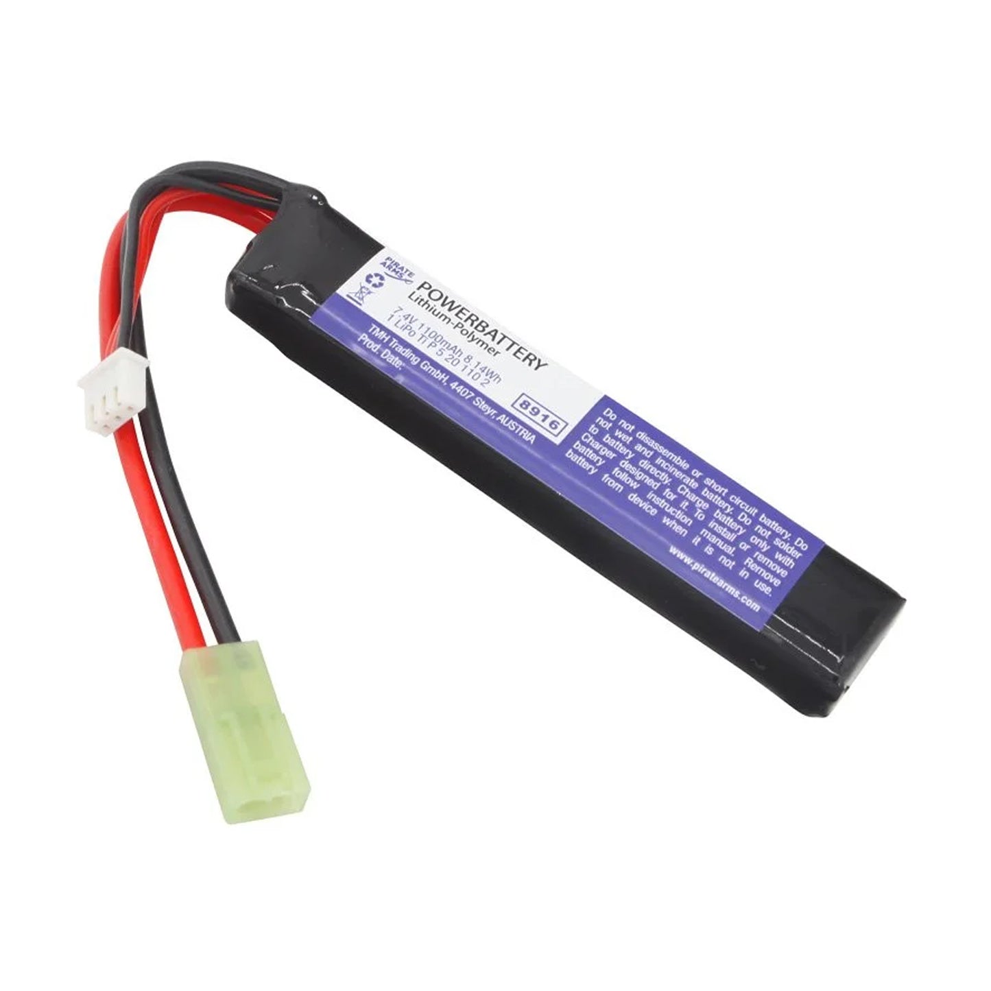 Pirate Arms - Lipo 7.4V 1100mAh 20C Stock Tube Type -  Mini Tamiya